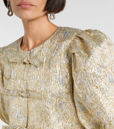 Ganni Puff-sleeve brocade top 4