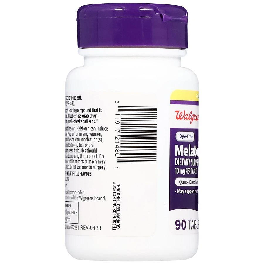 Walgreens Melatonin 10 mg Quick-Dissolving Tablets Dye-Free Cherry 6