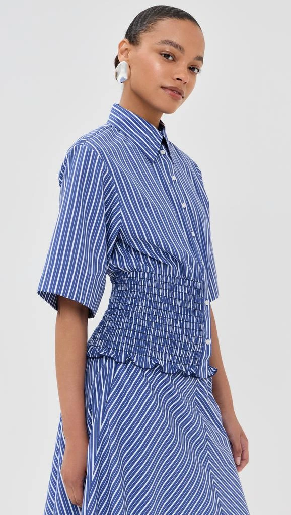 Brandon Maxwell The Harte Button Up Shirt with Smocked Bodice 3
