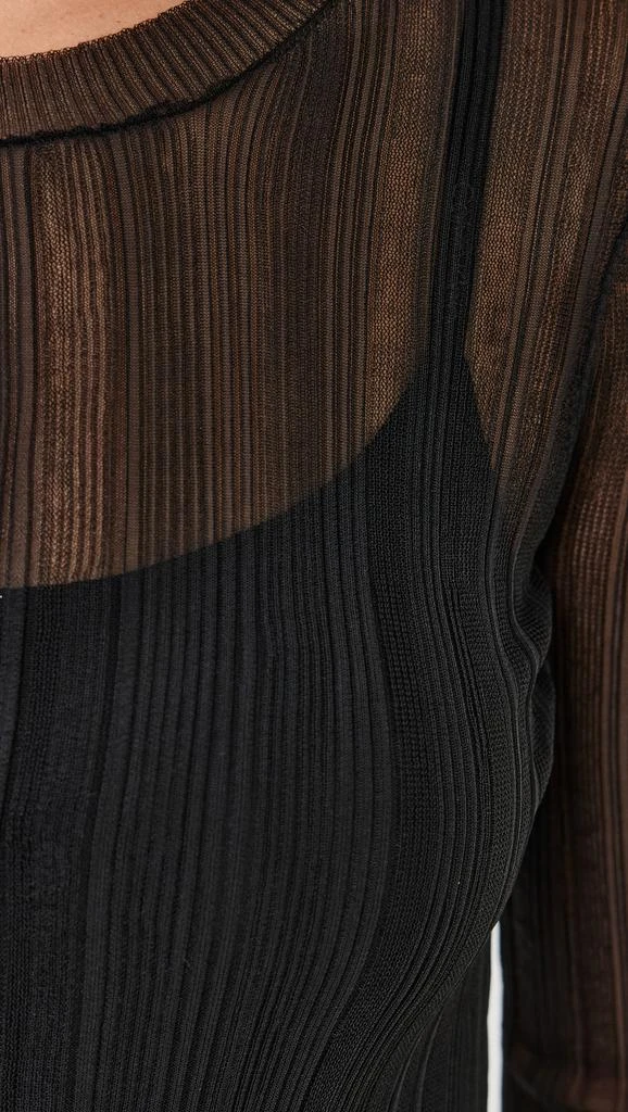 ROSETTA GETTY Sheer Plissé Long Sleeve Dress 5