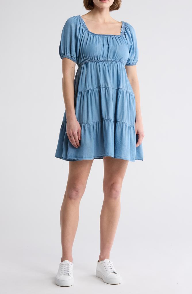 Blu Pepper Puff Sleeve Tiered Dress