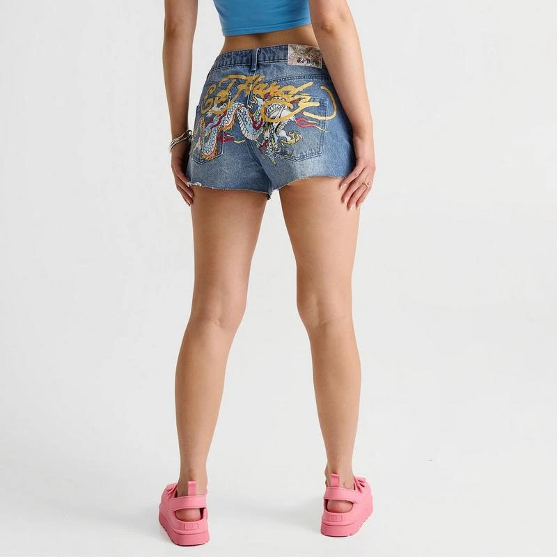 Ed Hardy Women's Ed Hardy Dragon Denim Shorts 4