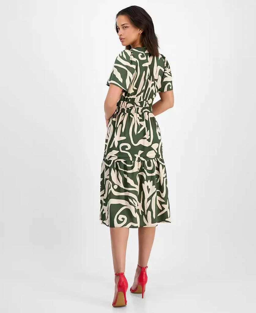 Robbie Bee Women's Printed Smocked-Waist Midi Dress 5