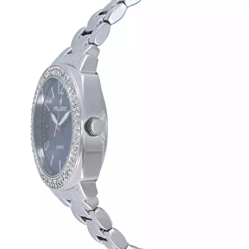 Peugeot Women's 40mm Blue Face Boyfriend Bracelet Watch with Crystal Bezel 3