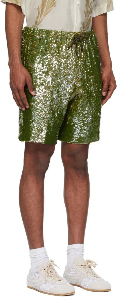 Dries Van Noten Khaki Sequinned Shorts 2