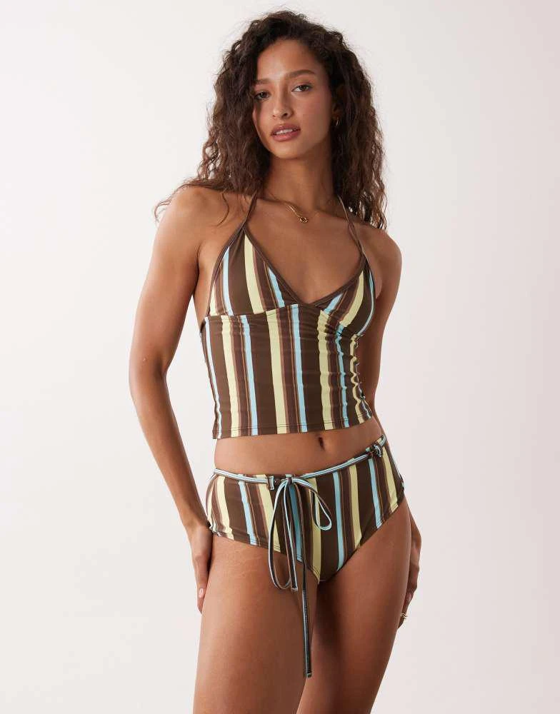 Motel Motel Thorin striped tankini in brown blue
