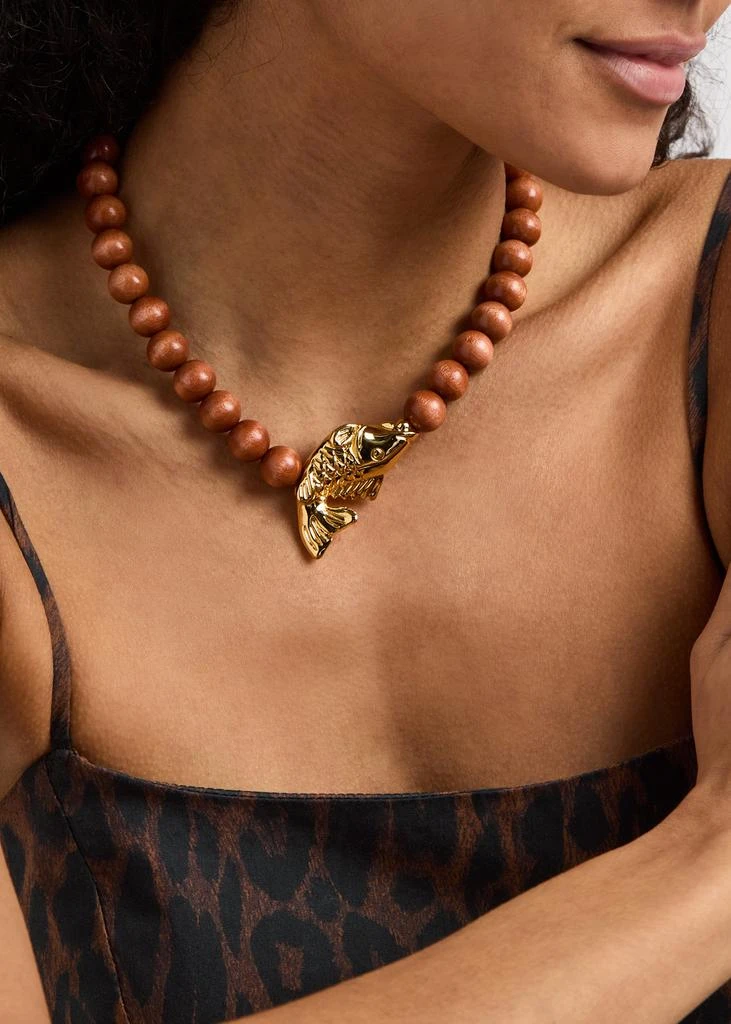 Timeless Pearly Fish wooden-beaded necklace 2