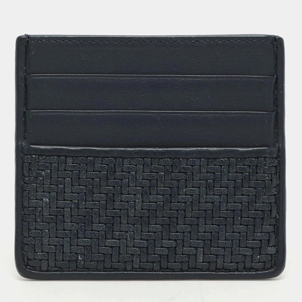 Ermenegildo Zegna Ermenegildo Zegna Navy Blue Woven Leather Pelle Tessuta Card Holder 4