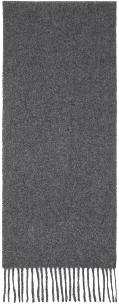 Acne Studios Gray Skinny Fringe Wool Scarf 2