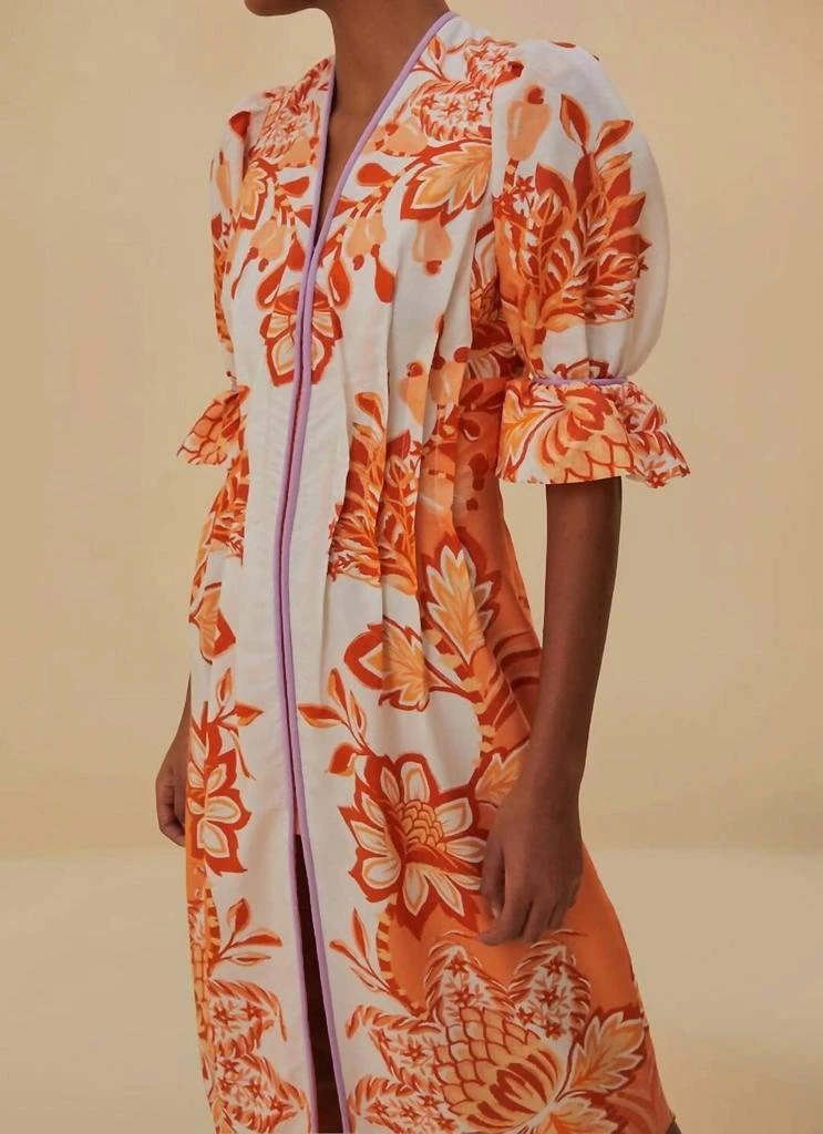 Farm Rio Aura V Neck Midi Dress In Orange 2