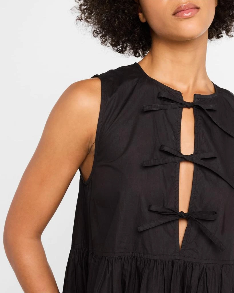 Ganni Tie-Front Cotton Poplin Midi Dress 5