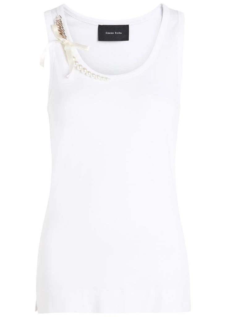 Simone Rocha Pearl Chain Sculpt cotton tank 1