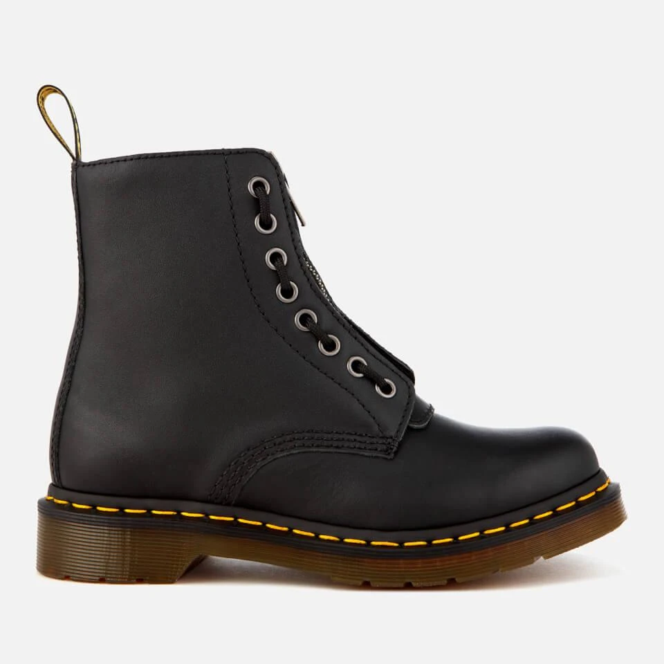 Dr. Martens DR. MARTENS WOMEN'S 1460 PASCAL FRONT ZIP ARCADIA LEATHER 8-EYE BOOTS - BLACK 1