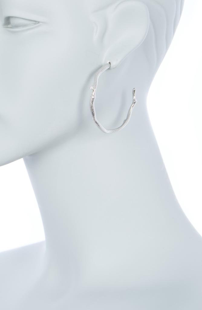 Rivka Friedman Bamboo Shaped CZ Open Hoop Earrings