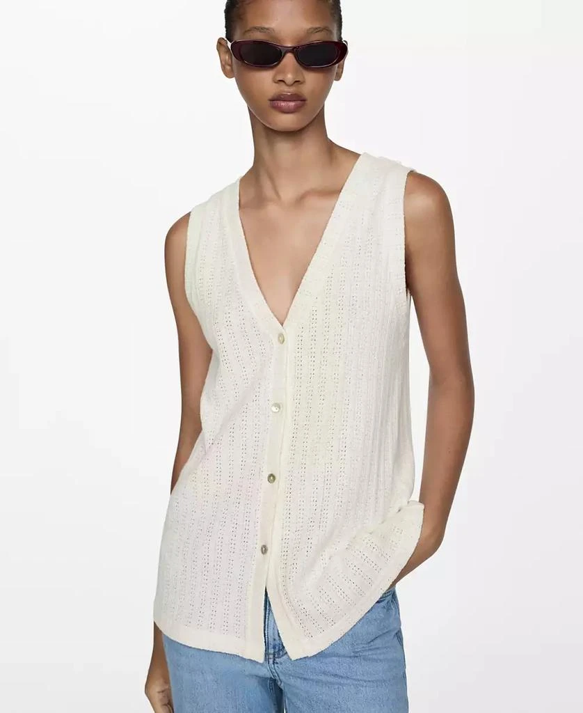 Mango Women's Crochet Knitted Vest 1