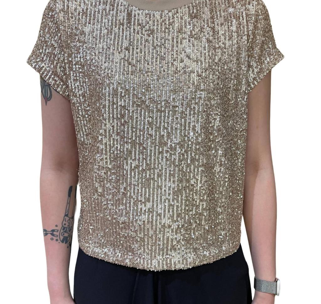 Elliott Lauren Sequin Tee In Champagne