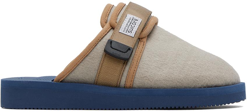 SUICOKE Taupe & Navy ZAVO-VPO Slippers