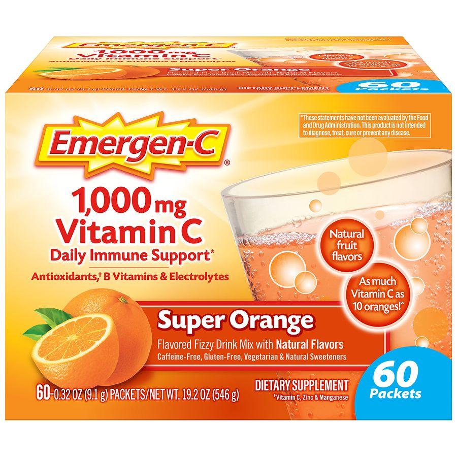 Emergen-C Daily Immune Support Drink with 1000 mg Vitamin C, Antioxidants & B Vitamins Super Orange