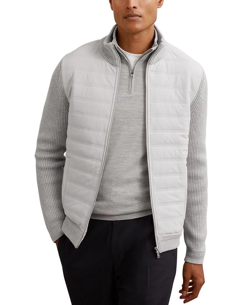 REISS Townsend Long Sleeved Zip Through Funnel Quilted Jacket 1