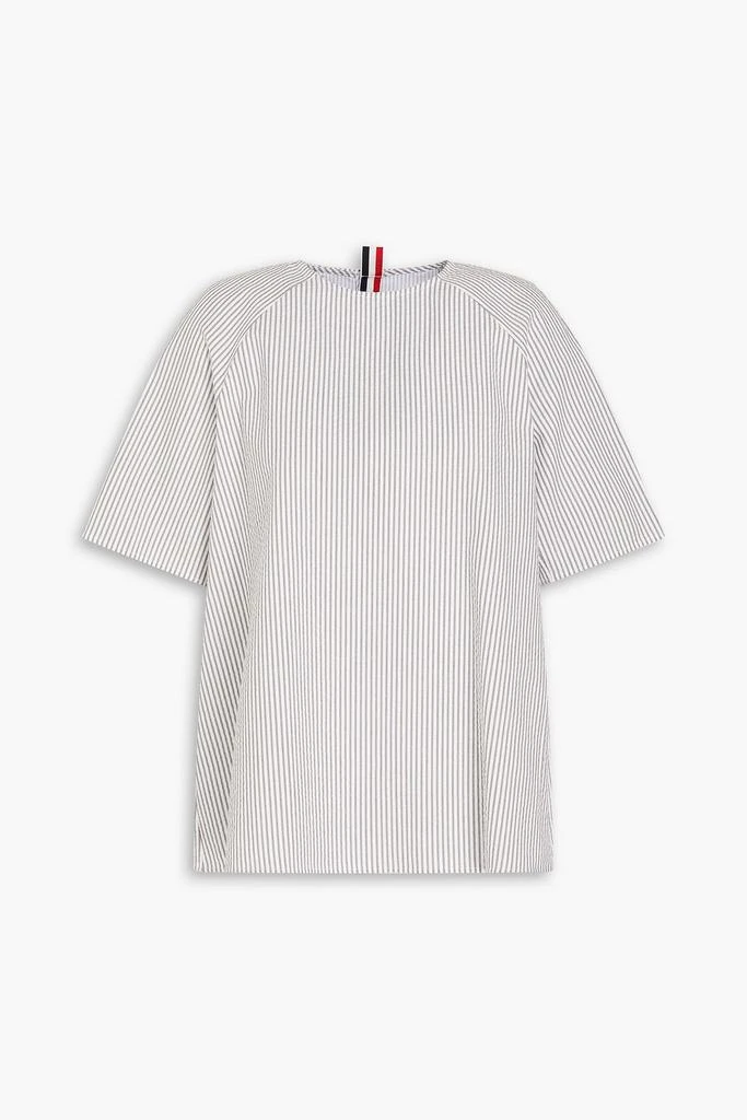 Thom Browne Striped Oxford-paneled cotton-seersucker top 1