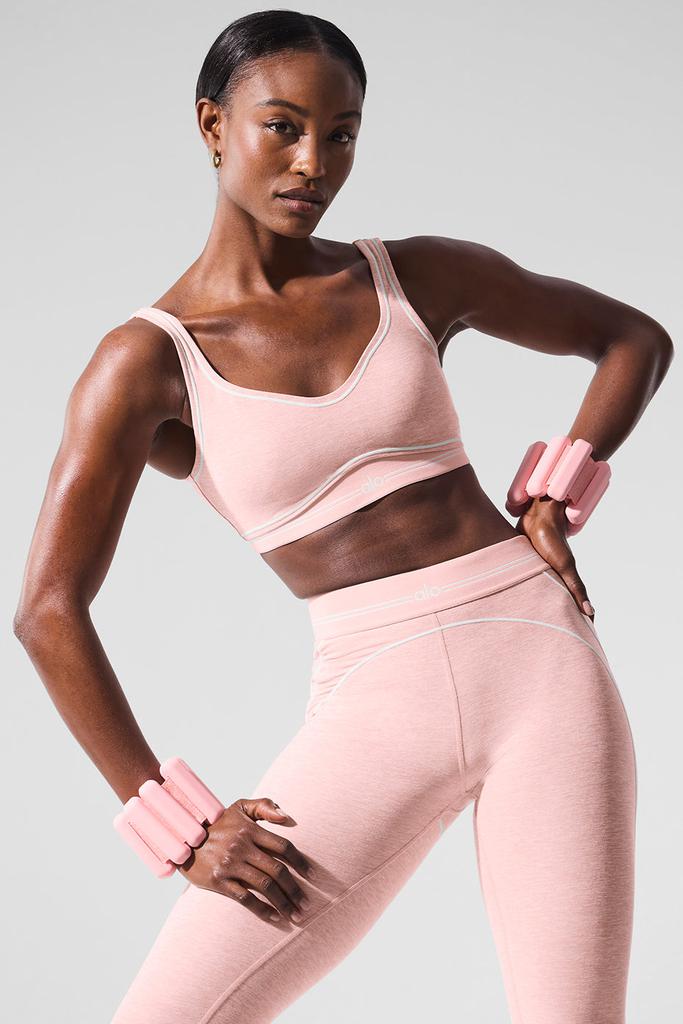 Alo Yaga ◆Alosoft ハートスロブ ロゴ ブラ Alosoft Heart Throb Bra - Athletic Heather Grey/White | ALO