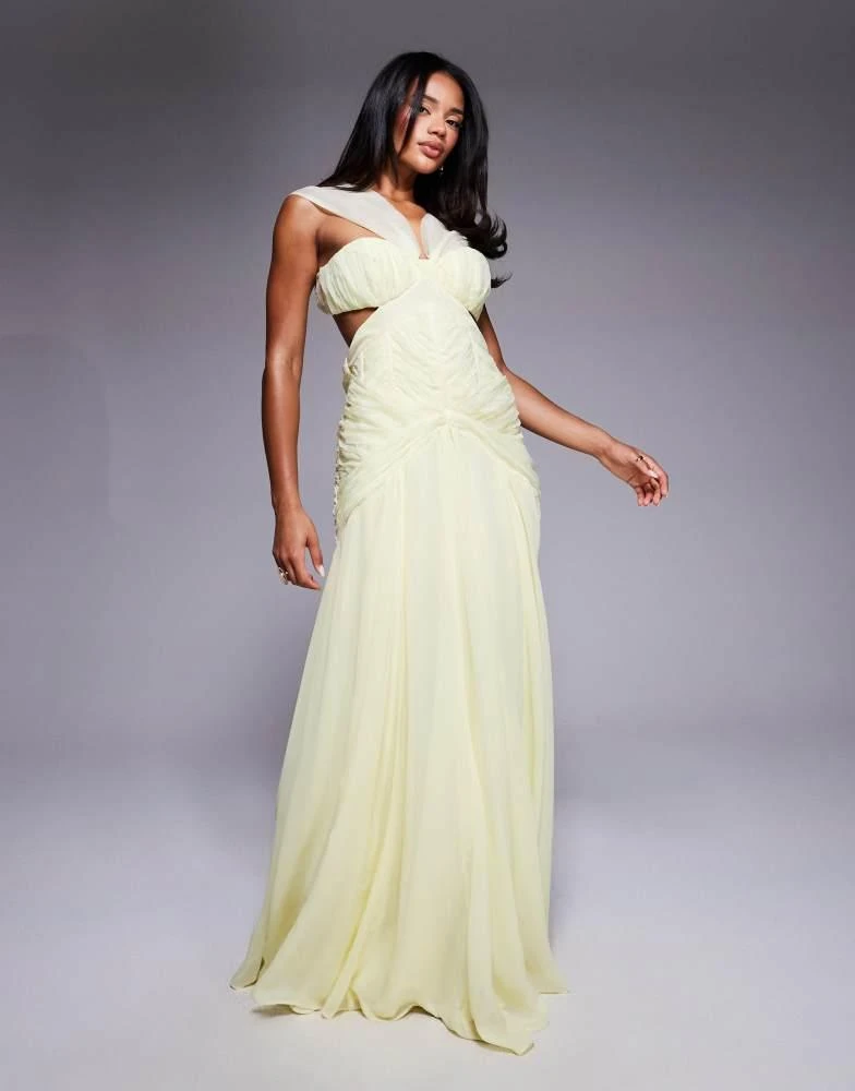 asos gowns & formal dresses Blue Elegant Ruffle Professional Work Dress, L / Blue