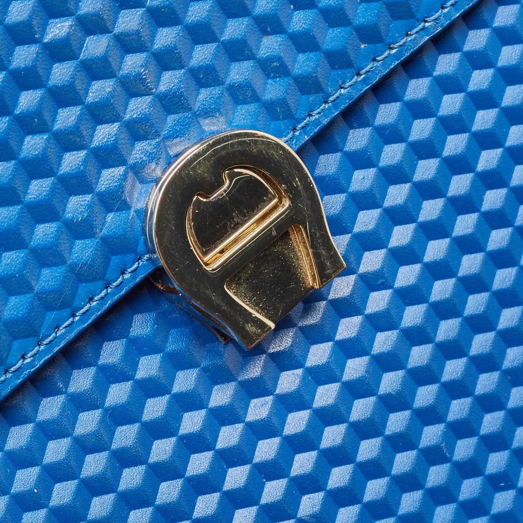 Aigner Aigner Blue Embossed Leather Genoveva M Top Handle Bag 12