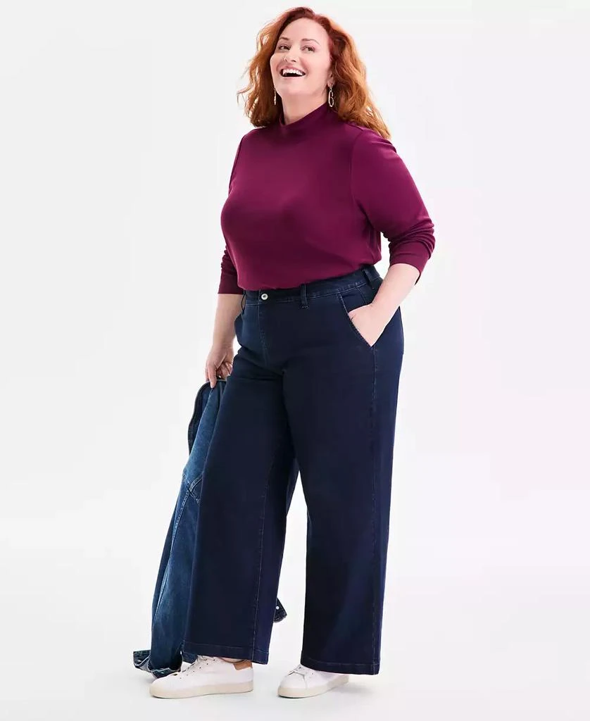 Shop Plus Size High Rise Wide-Leg Jeans, Macy's Exclusive on Sale