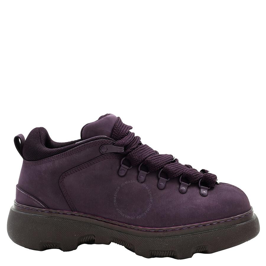 Burberry Men's Aubergine Lace-Up Leather Trek Ankle Boots