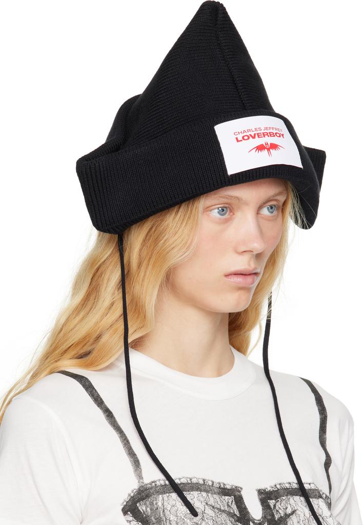 timelesz着用【Charles Jeffrey Loverboy】PAPER BOAT BEANIE Charles Jeffrey Loverboy Black Paper Boat Beanie - Hats