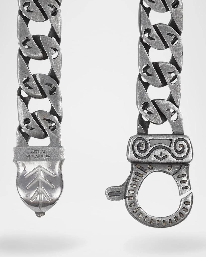 Marco Dal Maso Men
s Flaming Tongue Oxidized Sterling Silver Black Diamond Link Bracelet 4