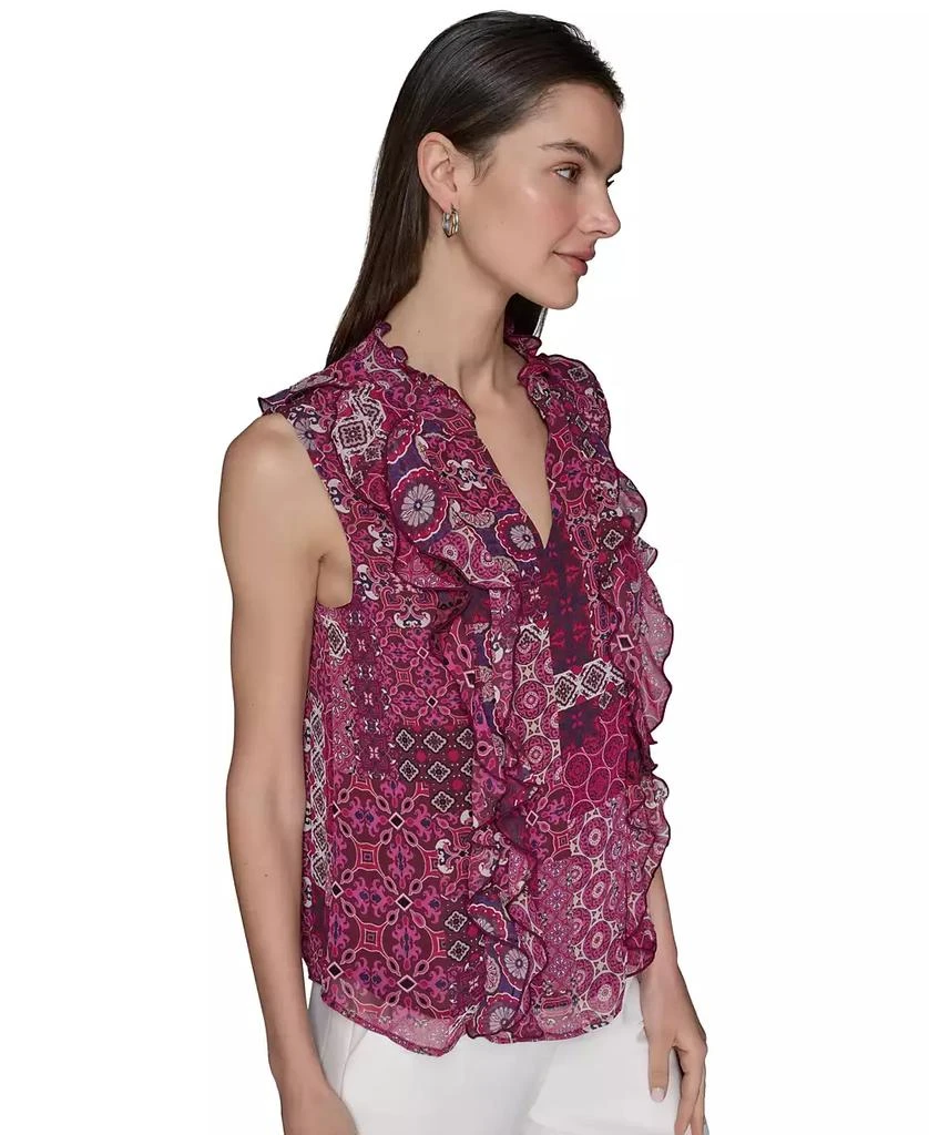 Karl Lagerfeld Paris Women's Printed Ruffled Blouse 4