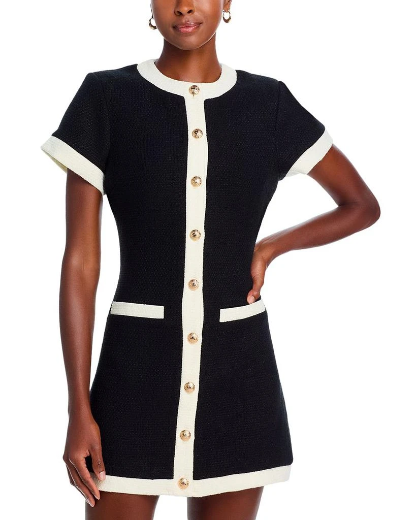 AQUA Tweed Short Sleeve Mini Dress - Exclusive 7