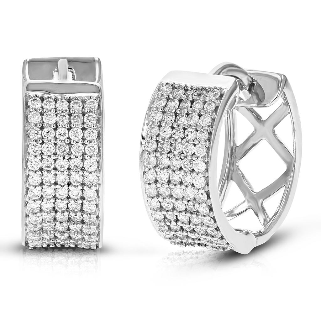 Vir Jewels 1/2 cttw Round Lab Grown Diamond hoop earrings .925 Sterling Silver Prong Set for Women