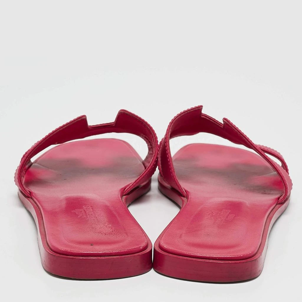Hermes Hermès Pink Leather Oran Flat Slide Sandals Size 38 5