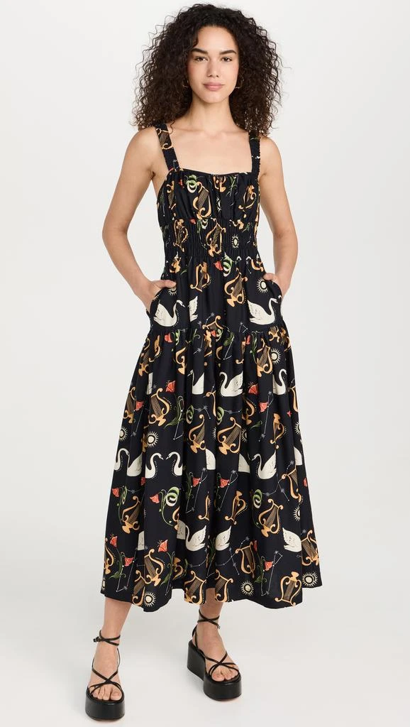 Kitri Isobel Black Cygnus and Lyra Print Midi Dress 6