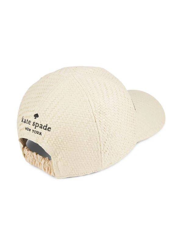 Kate Spade Logo Basketweave Straw Baseball Cap 3