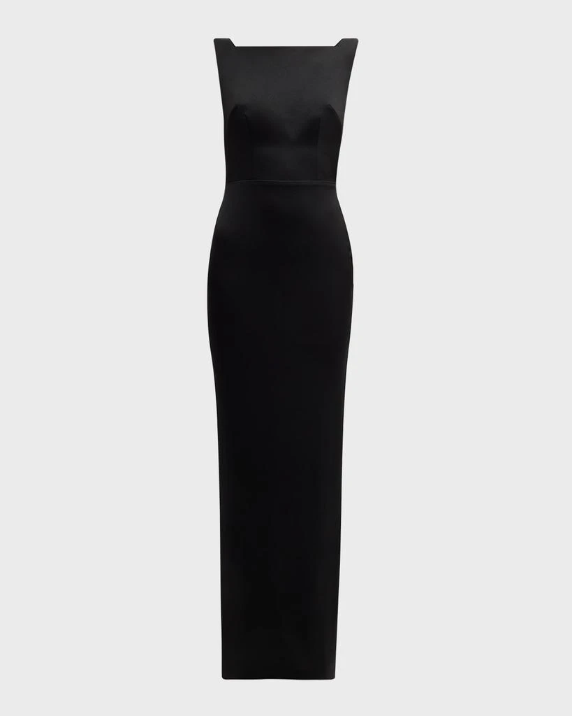Alex Perry Backless Draped Satin Crepe Column Gown 1