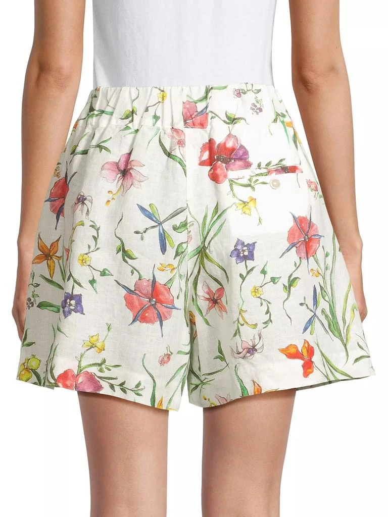 120% Lino Elasticized Linen Floral Shorts 5