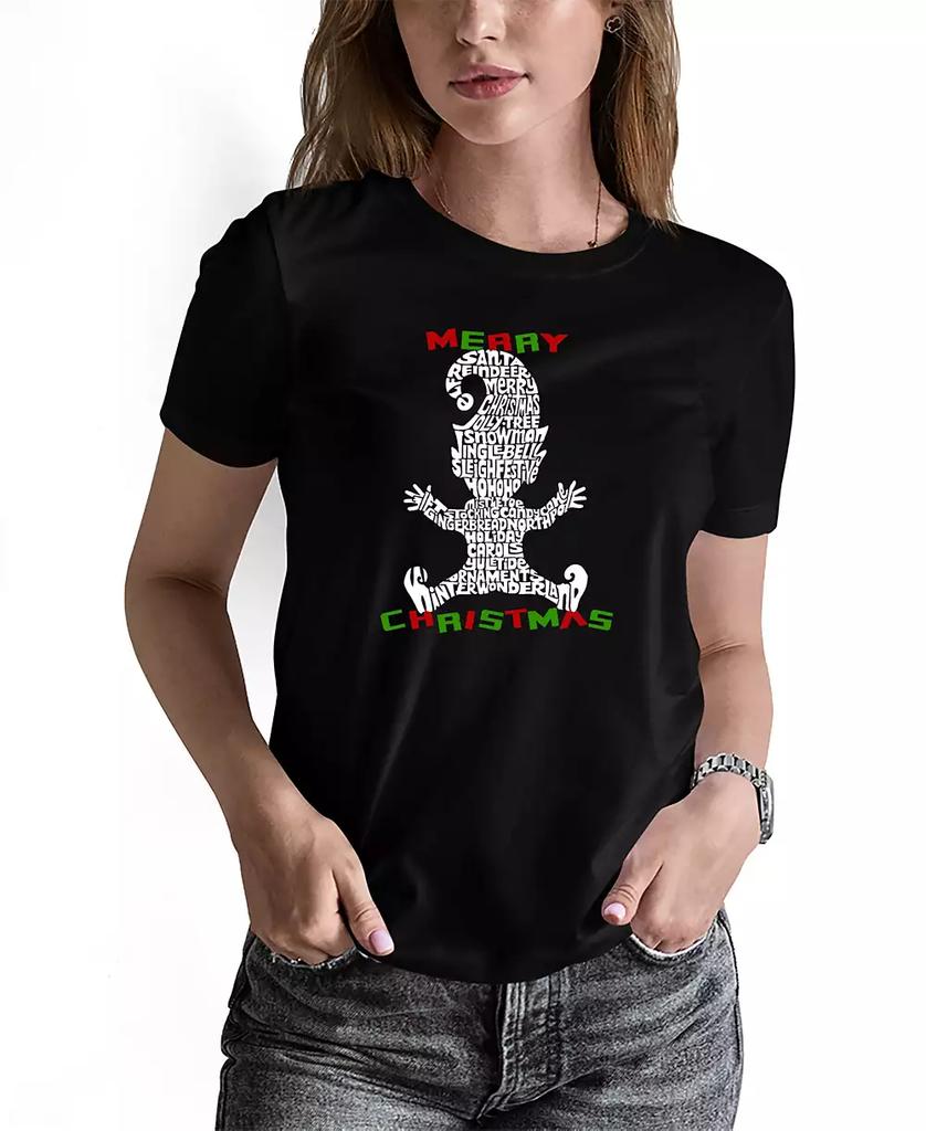 LA Pop Art Women's Christmas Elf Word Art Short Sleeve T-shirt