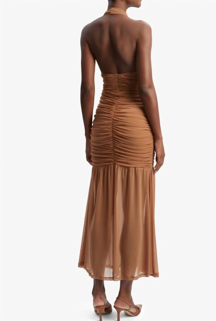 knee length dresses for ladies Paola Halter Linen Midi Dress