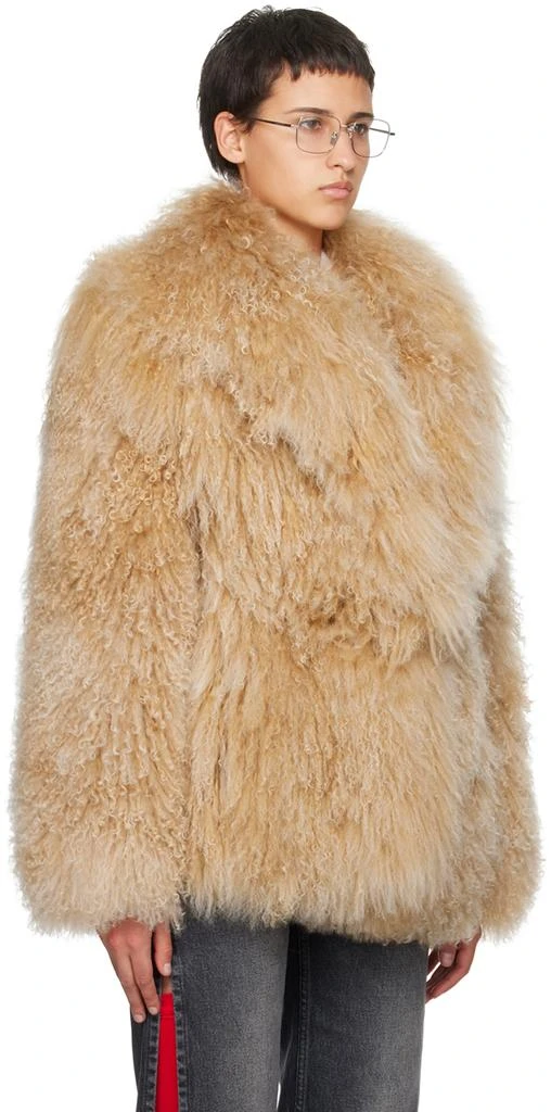 Givenchy Beige Large Collar Shearling Jacket 2