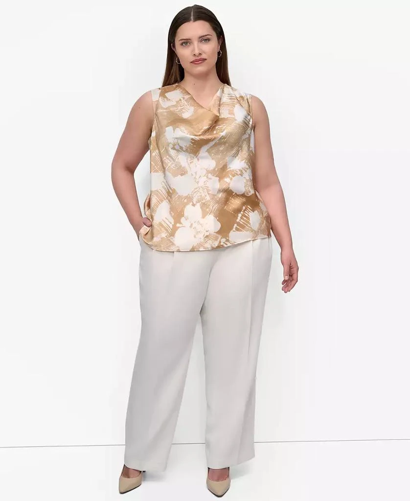 DKNY Plus Size Printed Cowlneck Sleeveless Blouse 3