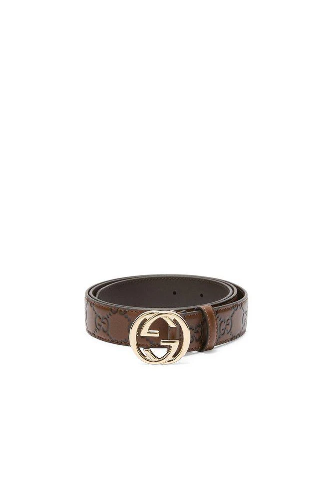 Shop Gucci Embossed Interlocking G Buckle Belt on Sale at  display picture 1