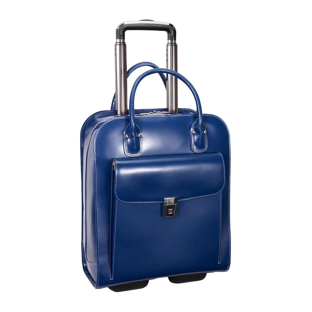 McKleinUSA McKlein 97697 15.6 in. Uptown Leather Vertical Wheeled Ladies Briefcase- Navy - 13.5 x 6 x 16 in.