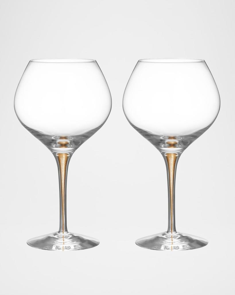 Orrefors Intermezzo Gold Bouquet Wine Glasses, Set of 2