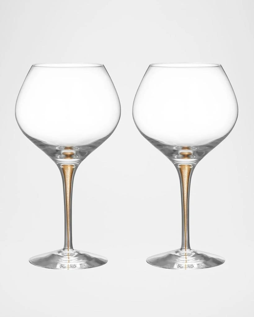 Orrefors Intermezzo Gold Bouquet Wine Glasses, Set of 2