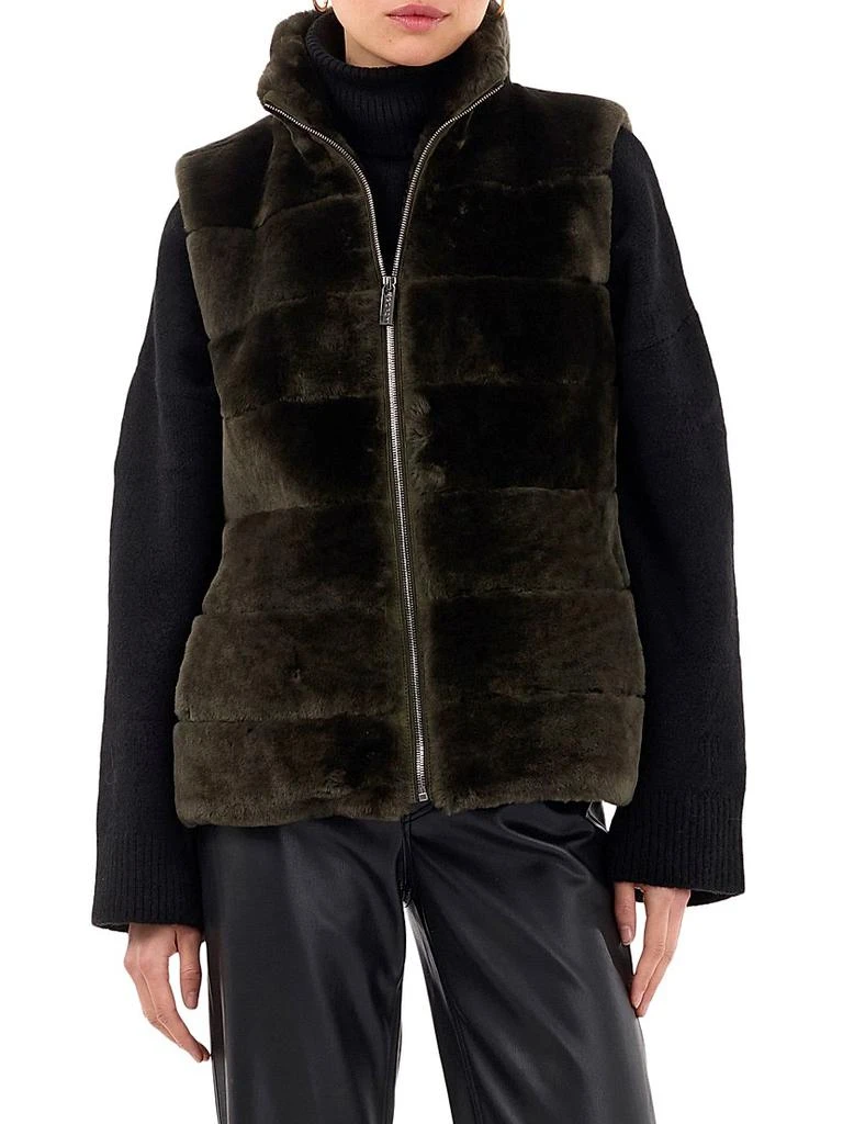 Gorski Shearling Lamb Zip Vest with Quilted Back 3