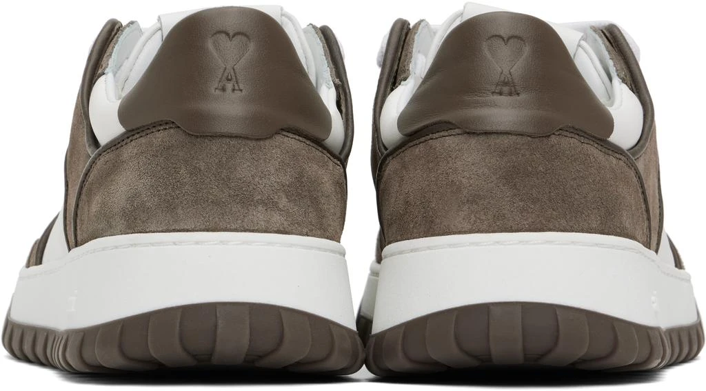 AMI White & Taupe Leather Low Top Walk Sneakers 2