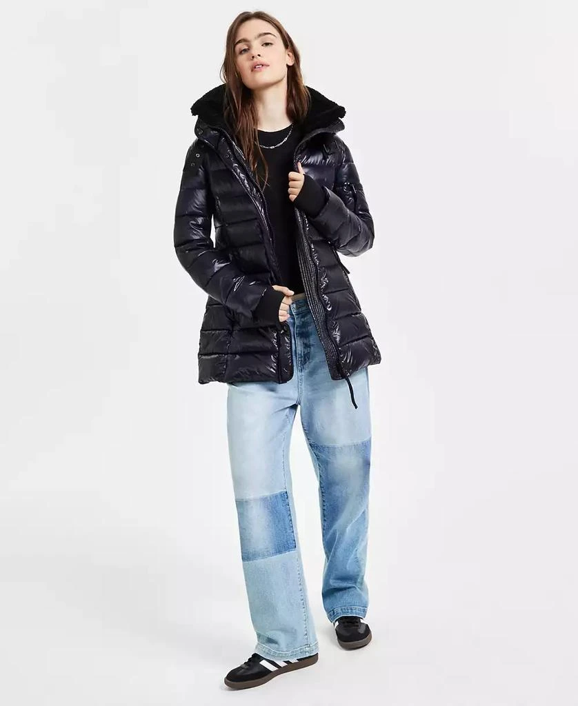 S13 Women's Greenwich Hooded Faux-Sherpa-Collar Puffer Coat 1